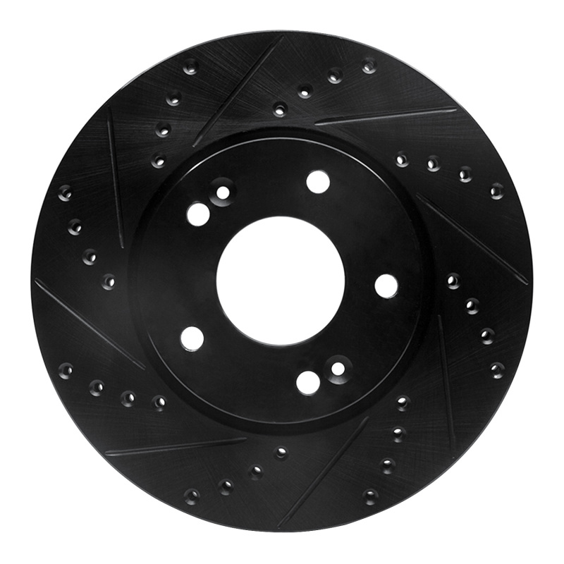 Kia Forte Brake Rotor (1) - Front Left - R1 Concepts - Drilled & Slotted - Black - `10-`13